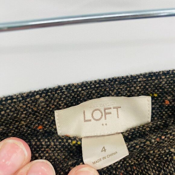 LOFT Womens Size 4 Gray Wool Floral Applique Mini Pencil Skirt - Picture 5 of 8